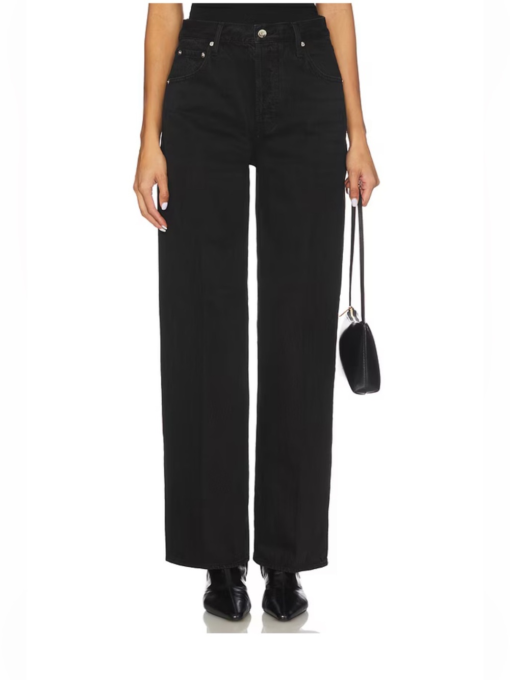 Pistola (Revolve) Tate High Rise Bowed Wide Leg Jeans in Midnight Hour